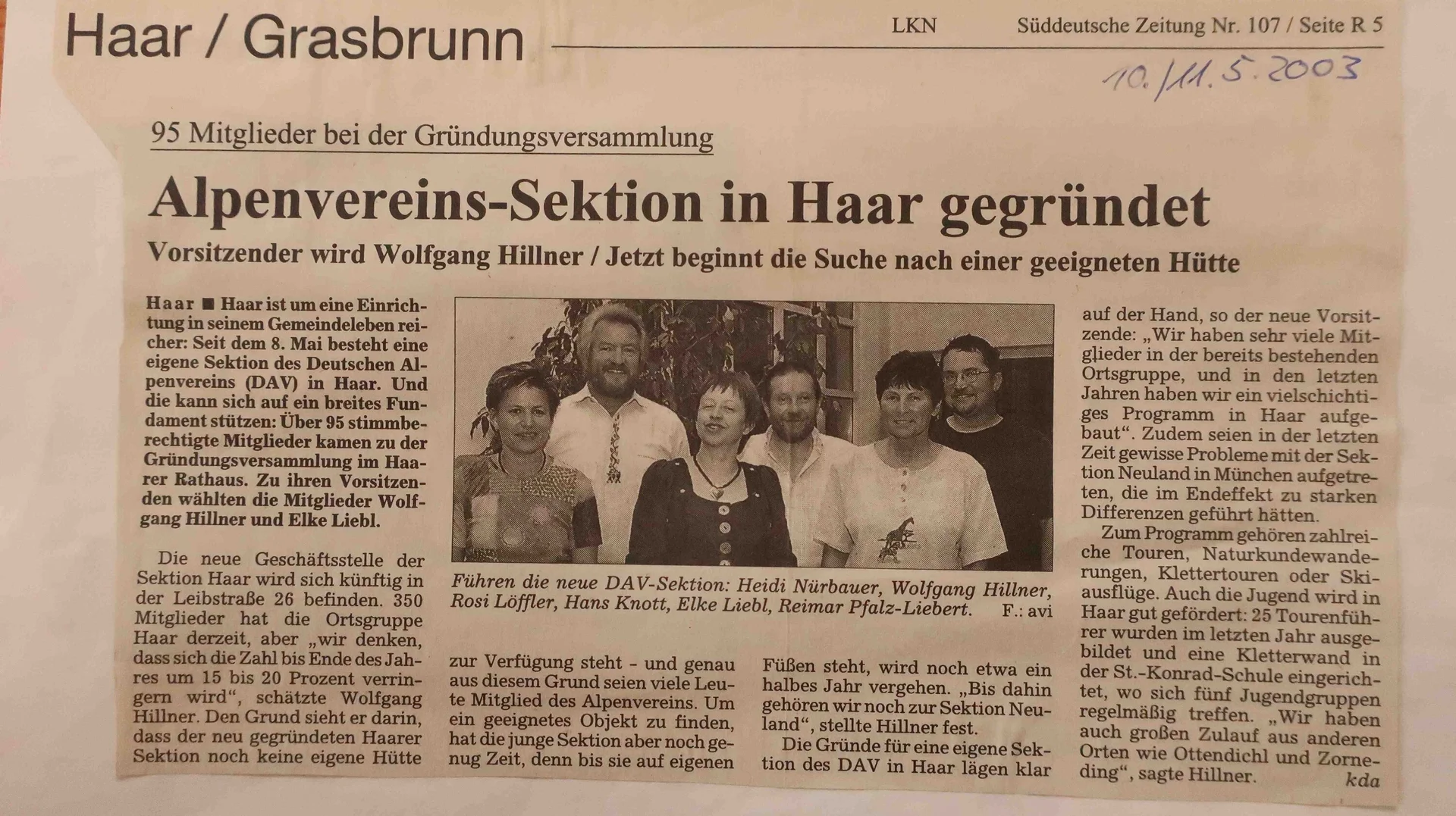 Gründung Sektion Haar | © DAV Haar